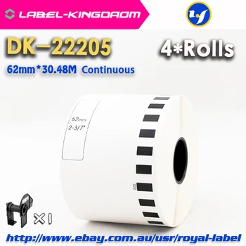 4 Pildymas Rolls Suderinama DK-22205 Etiketės 62mm*30.48 M Nuolatinio Suderinamo Brolis Etikečių Spausdintuvas Baltas Popieriaus DK22205