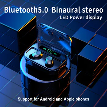 Aimitek Palieskite Bluetooth 5.0 Ausines Tiesa, Belaidžių Ausinių 8D Stereo TWS Žaidimų Sporto Ausines 3600mAh Galia Banko LED Ekranas