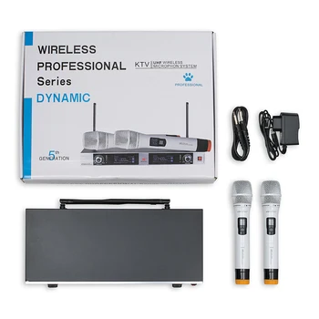 IiiMymic Garso Bevielis Mikrofonas, TV-412 Metalo konstrukcijų PRO Karaoke UHF Dual 2 Kanalo Sistema su 2 MIC Fiksuota Dažnis