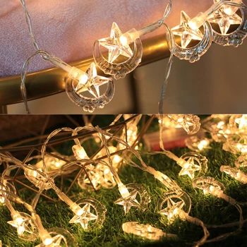Pasakų Šviesos Eilutės LED Star Mėnulio Lempos Baterija Kalėdų, Vestuvių, Naujųjų Metų Šventė Namuose Šalis, Lauko, Patalpų Puošimas