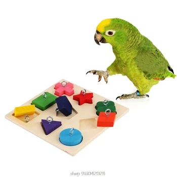 Paukščių Įspūdį Žaislas Papūga Interaktyvios Mokymo Spalvingas Medinių Blokas Pet Švietimo 