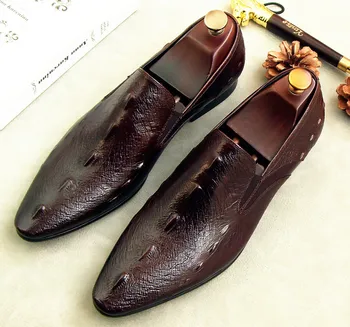 Anglija stiliaus nurodė pirštai odiniai batai vyrų užsivilkti suknelę, batus vyrų naujas mados patogus žemas viršų vieno batai