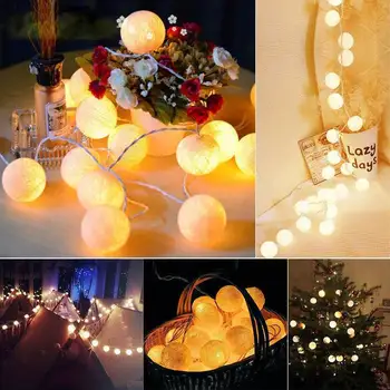 20 LED Medvilnės Kamuolys String Šviesos Lempos Multi-color 2.2 M/3M Kalėdų Atostogų Lauko Apdailos Guirlande Lumineuse Led lichterkette